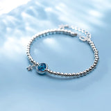 925 Silver Crystal Ball Star Bracelet for Women Adjustable Bangle