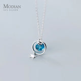 925 Silver Crystal Circle Star Pendant Necklace