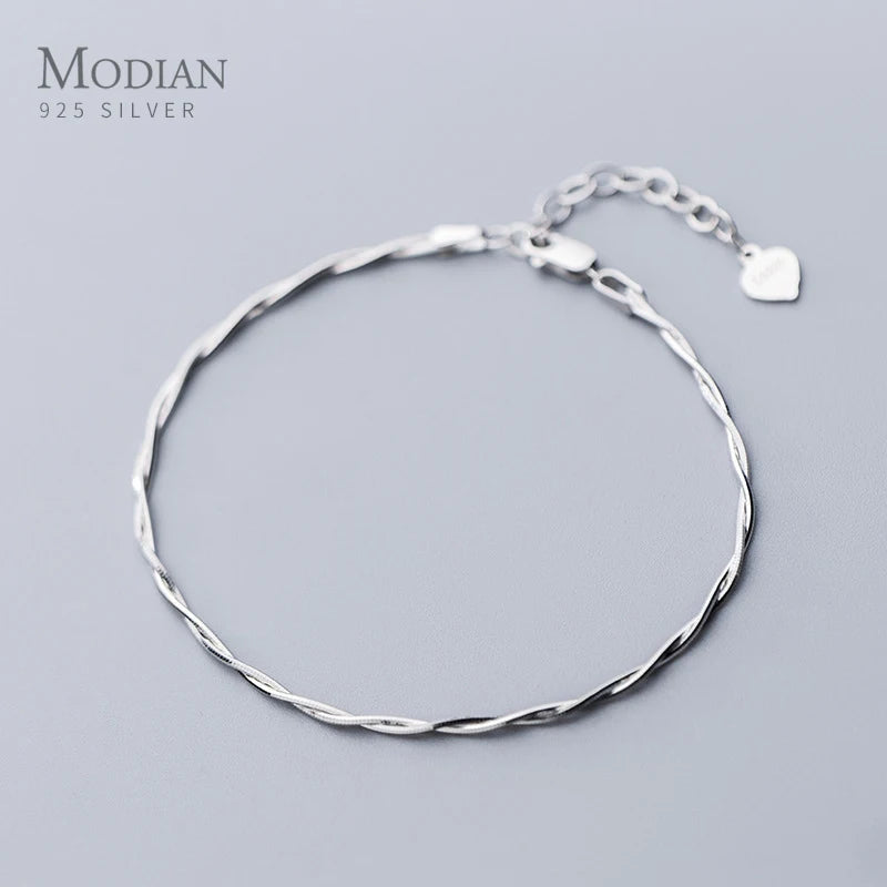 925 Silver Double Layer Cross Snake Bone Chain Bracelet for Women