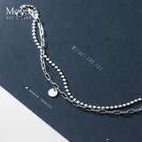 925 Silver Geometry Bracelet Double Layer Chain Link Women Girl