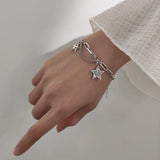 925 Silver Retro Stars Charm Bracelet for Women