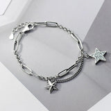 925 Silver Retro Stars Charm Bracelet for Women
