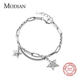 925 Silver Retro Stars Charm Bracelet for Women