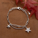 925 Silver Retro Stars Charm Bracelet for Women