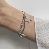 925 Silver Retro Stars Charm Bracelet for Women