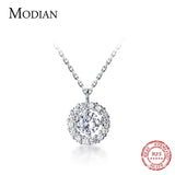 925 Silver CZ Geometric Pendant Necklace for Women Adjustable Chain