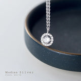 925 Silver CZ Geometric Pendant Necklace for Women Adjustable Chain