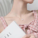 925 Silver CZ Geometric Pendant Necklace for Women Adjustable Chain