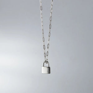 925 Silver Necklace Lock Key Pendant for Women Party Gift