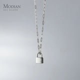 925 Silver Necklace Lock Key Pendant for Women Party Gift