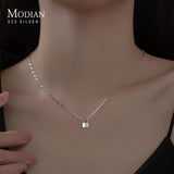 925 Silver Necklace Lock Key Pendant for Women Party Gift