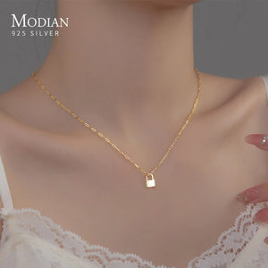 925 Silver Necklace Lock Key Pendant for Women Party Gift
