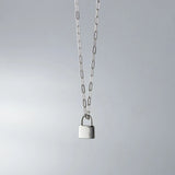 925 Silver Necklace Lock Key Pendant for Women Party Gift