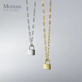 925 Silver Necklace Lock Key Pendant for Women Party Gift