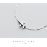 925 Sterling Silver CZ Mini Airplane Bracelet for Women Korea Style Fine Jewelry
