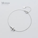 925 Sterling Silver CZ Mini Airplane Bracelet for Women Korea Style Fine Jewelry