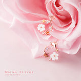 Enamel Flower Drop Earrings 925 Silver Dangle Charms