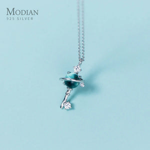 Cat Pattern Opal Crystal Keys Necklace Pendants For Women