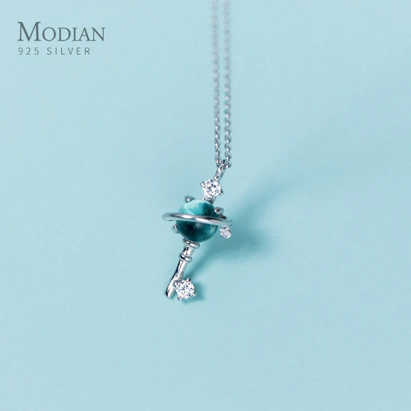 Cat Pattern Opal Crystal Keys Necklace Pendants For Women