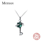 Cat Pattern Opal Crystal Keys Necklace Pendants For Women