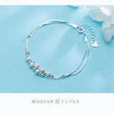 Women's Double Box Chain Bracelet Sterling Silver 925