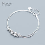 Women's Double Box Chain Bracelet Sterling Silver 925