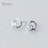 925 Sterling Silver Round Clear CZ Stud Earrings For Women