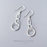 Geometric Oval Round Sterling Silver Dangle Earring for Women Gift