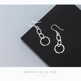 Geometric Oval Round Sterling Silver Dangle Earring for Women Gift