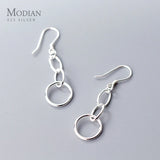 Geometric Oval Round Sterling Silver Dangle Earring for Women Gift