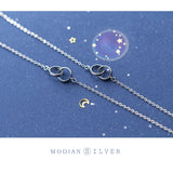 925 Sterling Silver Geometric Round Bracelet Anklet Women's Fine Jewelry Gift