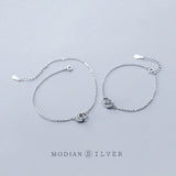 925 Sterling Silver Geometric Round Bracelet Anklet Women's Fine Jewelry Gift