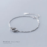925 Sterling Silver Geometric Round Bracelet Anklet Women's Fine Jewelry Gift