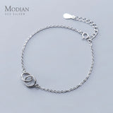 925 Sterling Silver Geometric Round Bracelet Anklet Women's Fine Jewelry Gift