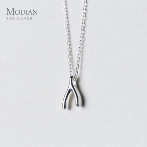 Geometric Y-Shape Pendant Necklace Sterling Silver 925 Chain Fine Jewelry