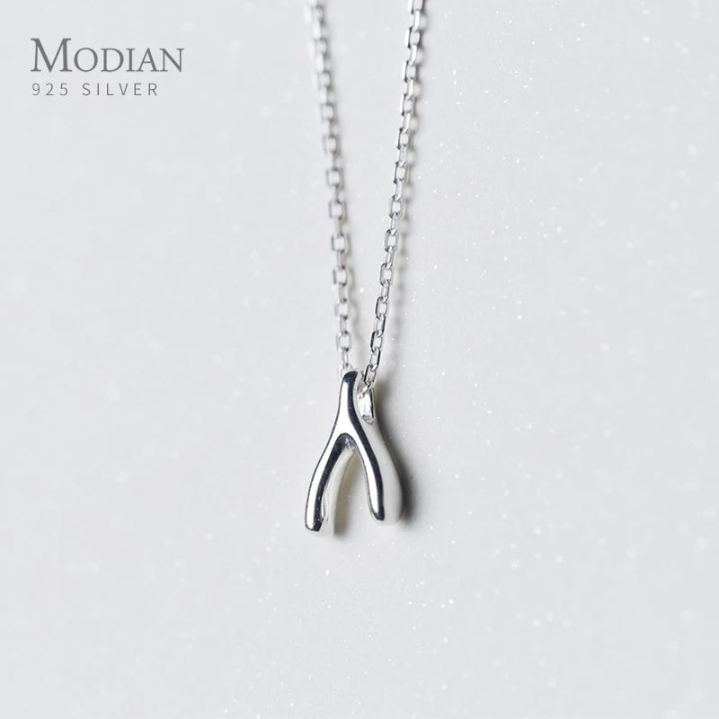 Geometric Y-Shape Pendant Necklace Sterling Silver 925 Chain Fine Jewelry