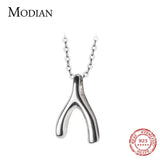Geometric Y-Shape Pendant Necklace Sterling Silver 925 Chain Fine Jewelry