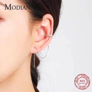 Sterling Silver CZ Ear Cuff with Tassel Chain Earrings
