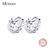 Sterling Silver Lucky Tree Leaf Hoop Earrings Anniversary Gift
