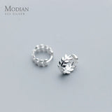 Sterling Silver Lucky Tree Leaf Hoop Earrings Anniversary Gift