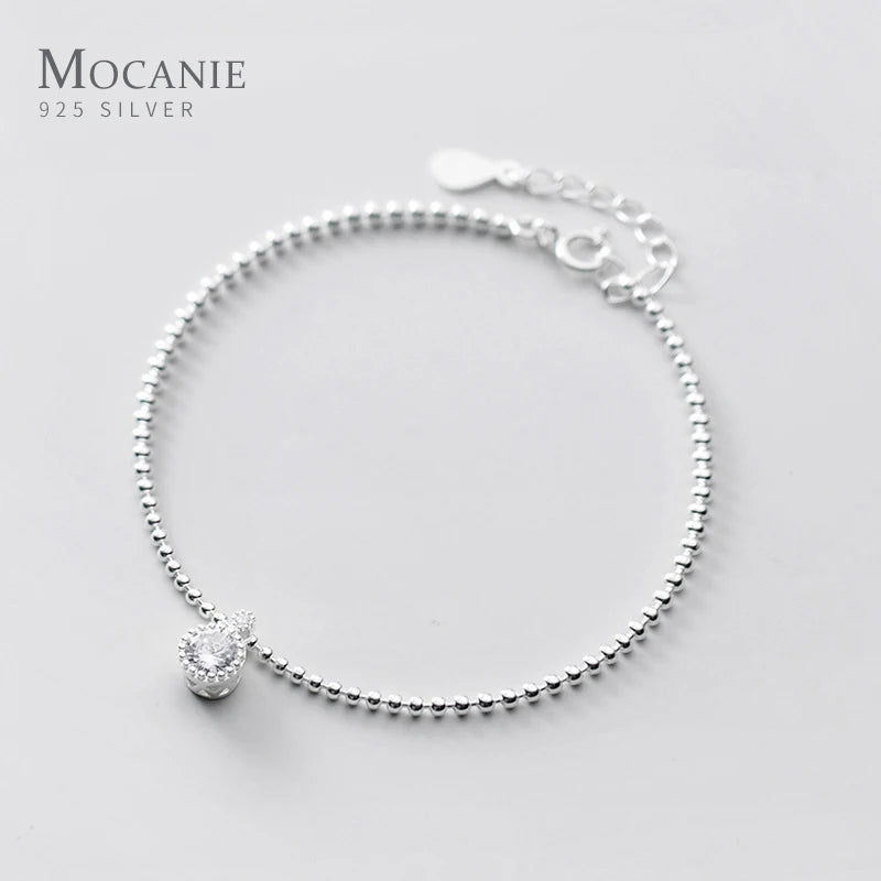 925 Silver Zirconia Beads Charm Bracelet for Women Wedding