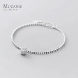 925 Silver Zirconia Beads Charm Bracelet for Women Wedding