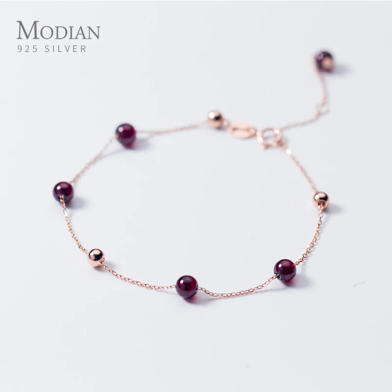 Rose Purple Crystal Bracelet Sterling Silver Bead Charm S925 Fine Jewelry
