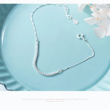 Clear CZ Geometric Bracelet 925 Sterling Silver Adjustable Chain Fine Jewelry