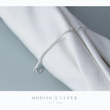 Clear CZ Geometric Bracelet 925 Sterling Silver Adjustable Chain Fine Jewelry