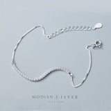 Clear CZ Geometric Bracelet 925 Sterling Silver Adjustable Chain Fine Jewelry