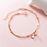 CZ Stars Love Hearts Silver Bracelet Wedding Jewelry Gift