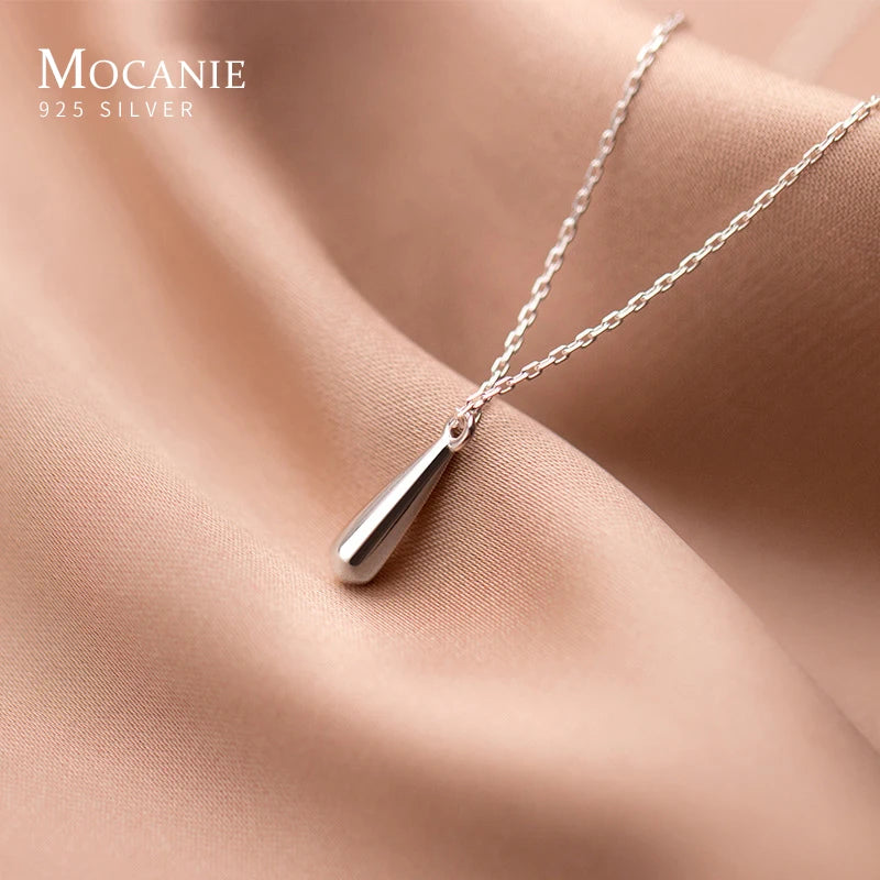 925 Sterling Silver Water Drop Shape Pendant for Women