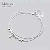925 Silver Plant Anklet Women Tree Branch Leaves Ball Anklet
