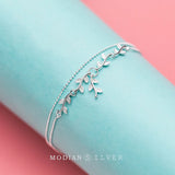 925 Silver Plant Anklet Women Tree Branch Leaves Ball Anklet